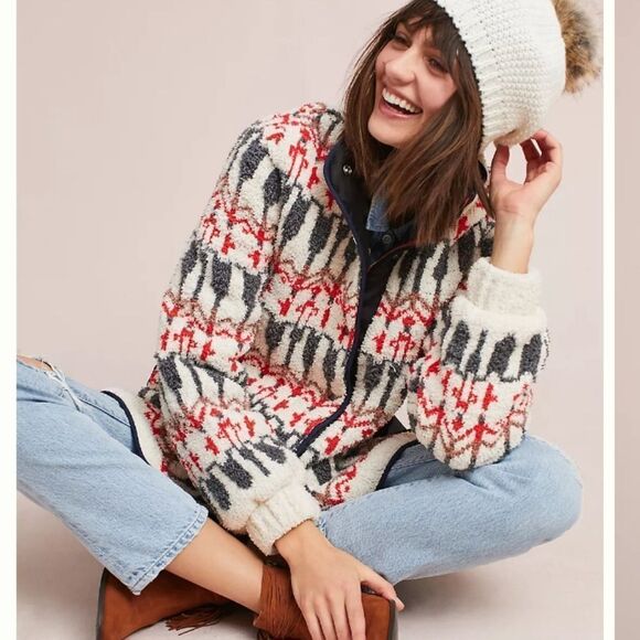 Anthropologie Intarsia Sweater Jacket - Picture 1 of 11